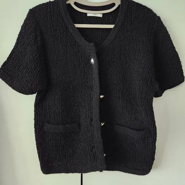 [BUNJANG] Black Knit Cardigan / 반팔 니트 가디건 블랙