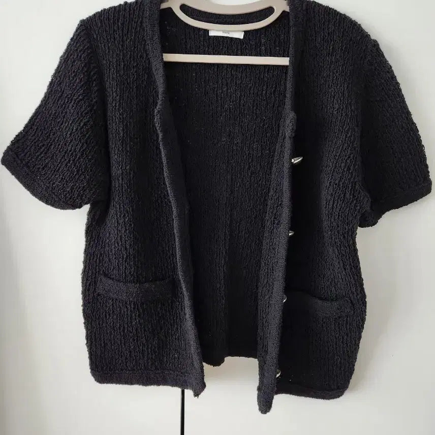 [BUNJANG] Black Knit Cardigan / 반팔 니트 가디건 블랙