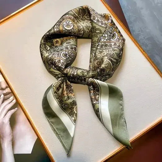 [BUNJANG] Paisley Pattern Silk Scarf - Green / 페이즐리 패턴 실크 스카프 그린