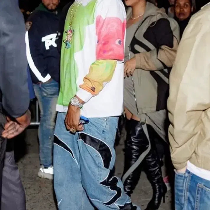 [BUNJANG] Thug Club Leather Washing Denim Pants / 떠그클럽 레더 워싱 데님 팬츠