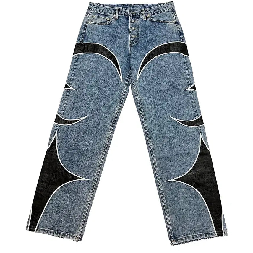 [BUNJANG] Thug Club Leather Washing Denim Pants / 떠그클럽 레더 워싱 데님 팬츠