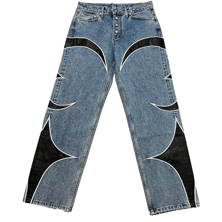 [BUNJANG] Thug Club Leather Washing Denim Pants / 떠그클럽 레더 워싱 데님 팬츠