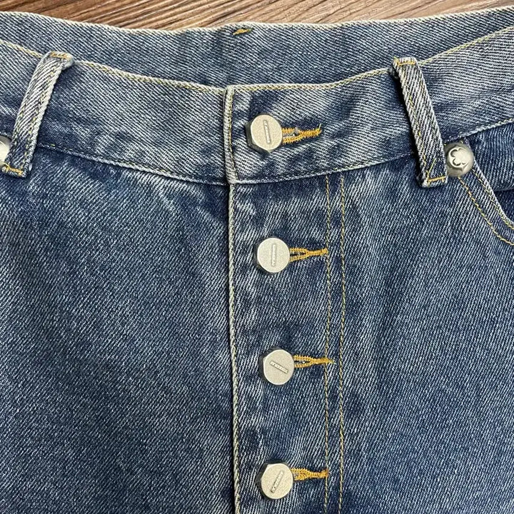 [BUNJANG] Thug Club Leather Washing Denim Pants / 떠그클럽 레더 워싱 데님 팬츠