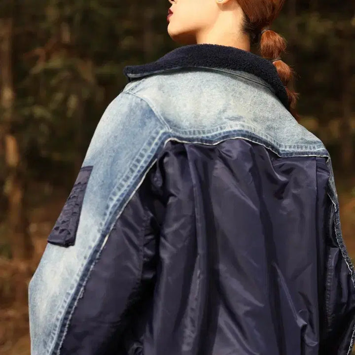 [BUNJANG] All-lights Denim Bomber Jacket / 올라이츠 데님봄버 자켓~프리사이즈