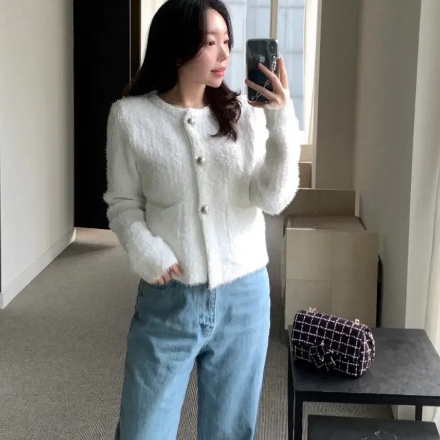 [BUNJANG] ourlis Snowflower Tweed Cardigan / ourlis 눈꽃 트위드 가디건