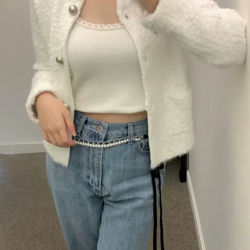 [BUNJANG] ourlis Snowflower Tweed Cardigan / ourlis 눈꽃 트위드 가디건