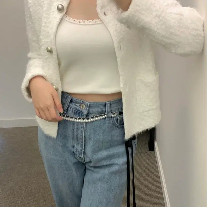 [BUNJANG] ourlis Snowflower Tweed Cardigan / ourlis 눈꽃 트위드 가디건