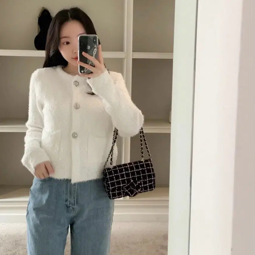 [BUNJANG] ourlis Snowflower Tweed Cardigan / ourlis 눈꽃 트위드 가디건