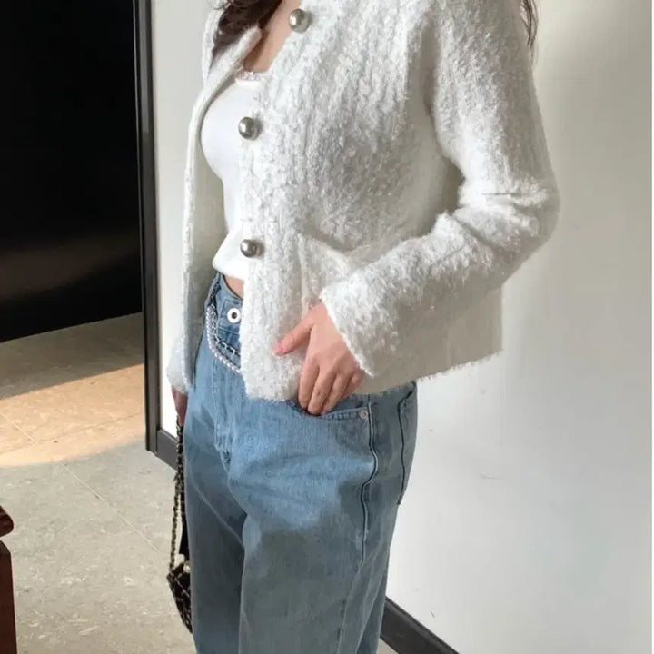 [BUNJANG] ourlis Snowflower Tweed Cardigan / ourlis 눈꽃 트위드 가디건