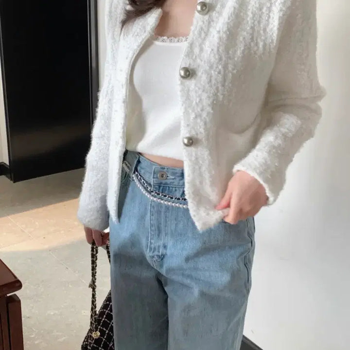 [BUNJANG] ourlis Snowflower Tweed Cardigan / ourlis 눈꽃 트위드 가디건