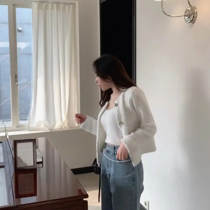 [BUNJANG] ourlis Snowflower Tweed Cardigan / ourlis 눈꽃 트위드 가디건