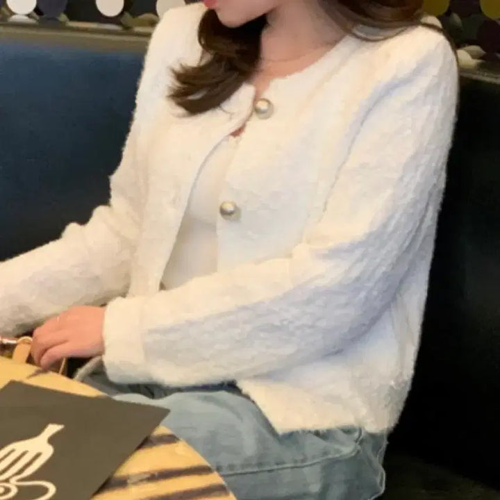 [BUNJANG] ourlis Snowflower Tweed Cardigan / ourlis 눈꽃 트위드 가디건