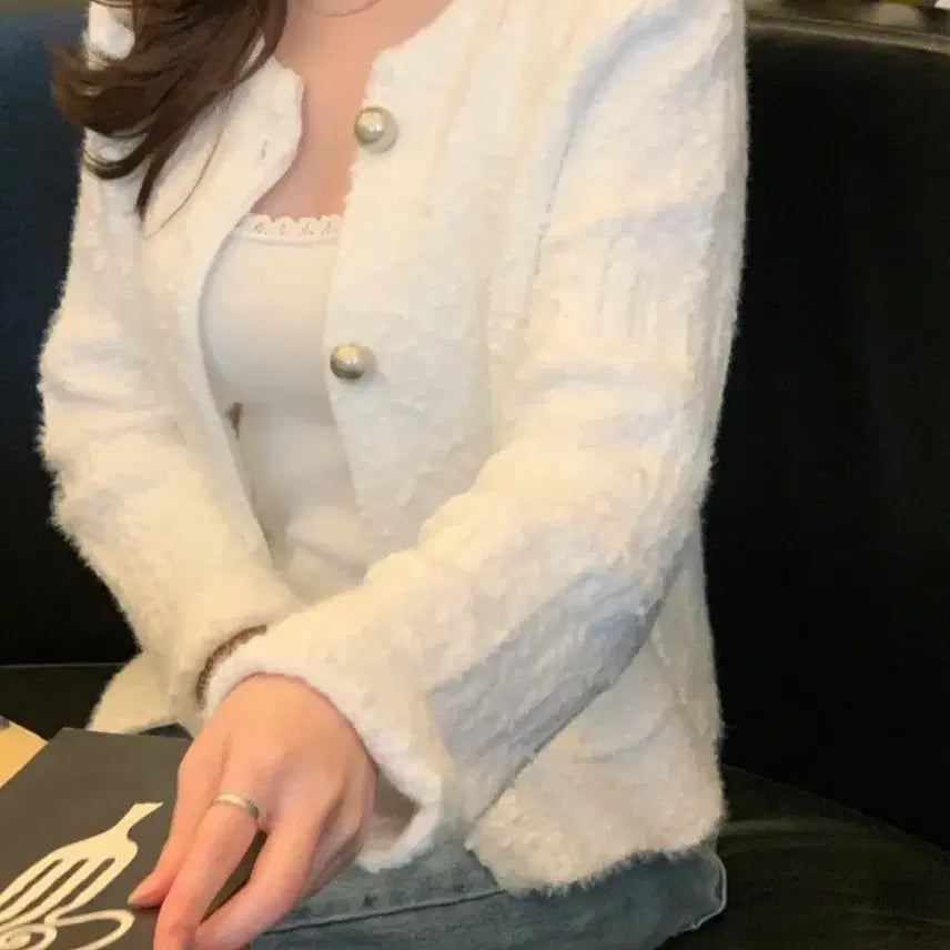 [BUNJANG] ourlis Snowflower Tweed Cardigan / ourlis 눈꽃 트위드 가디건