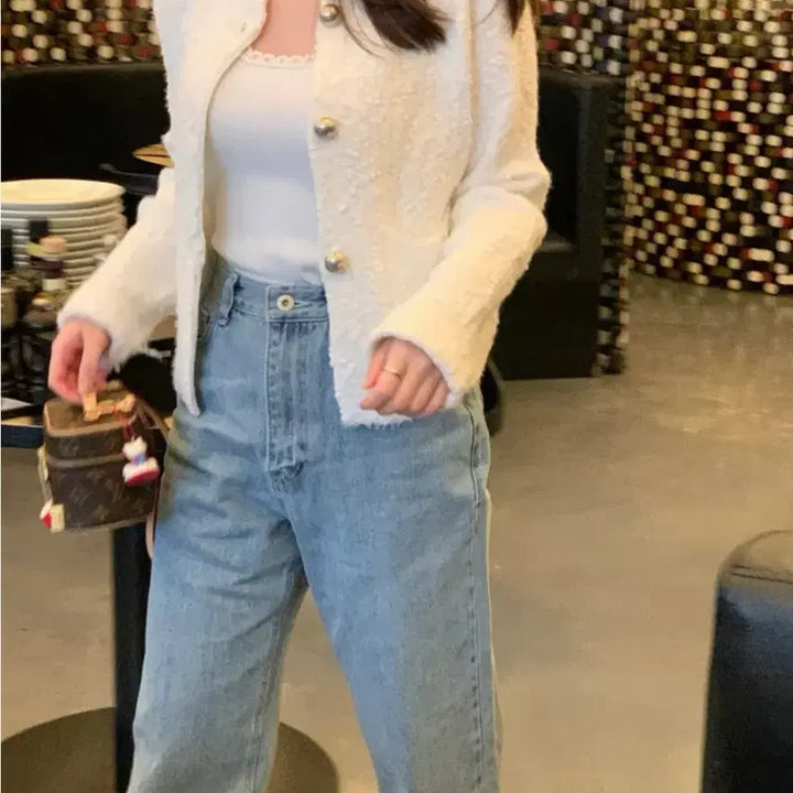 [BUNJANG] ourlis Snowflower Tweed Cardigan / ourlis 눈꽃 트위드 가디건