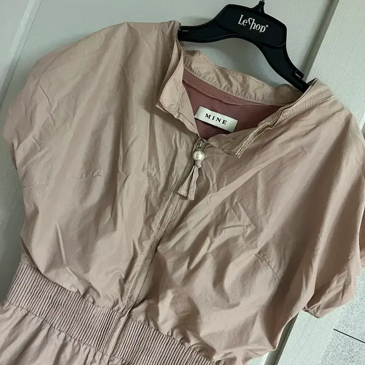 [BUNJANG] Mine Nylon Zip-Up Dress / 한섬 마인 MINE 반팔 나일론 바스락 지퍼 원피스 인디핑크 55