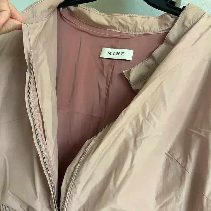 [BUNJANG] Mine Nylon Zip-Up Dress / 한섬 마인 MINE 반팔 나일론 바스락 지퍼 원피스 인디핑크 55