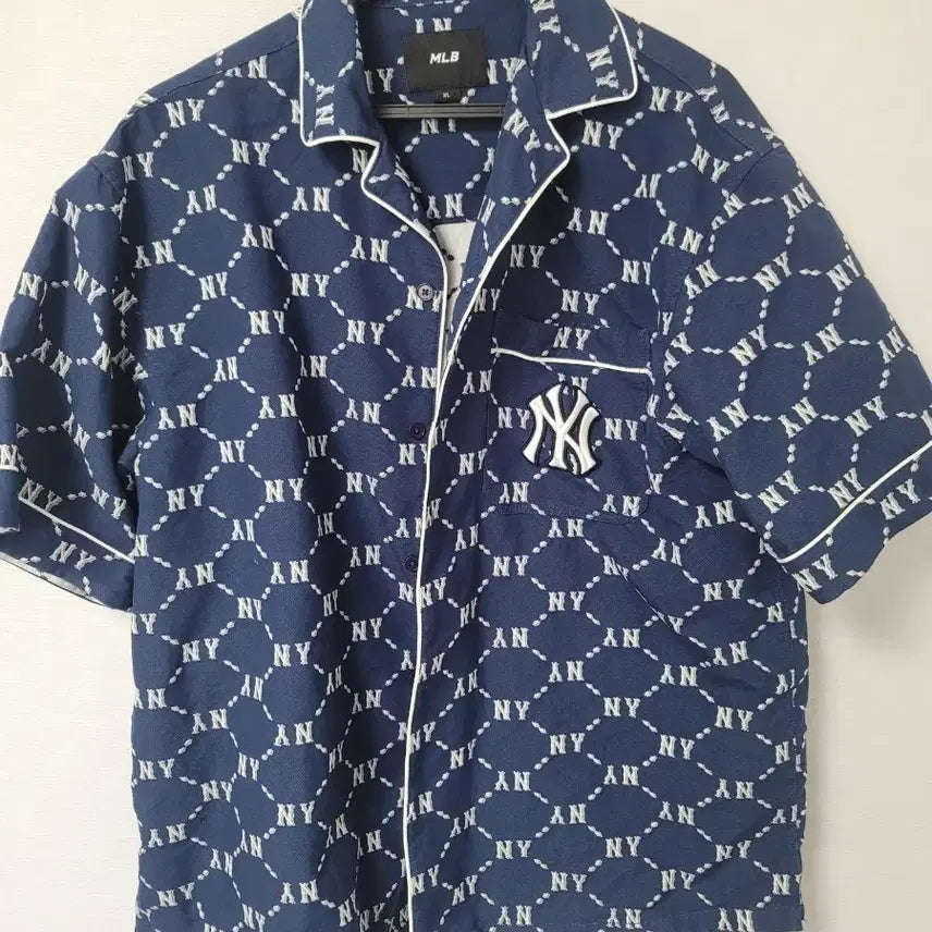 [BUNJANG] MLB Diamond Monogram Cotton Jacquard Short Sleeve Shirt NY / XL Mlb 다이아 모노그램 코튼 자카드 반팔 셔츠 NY