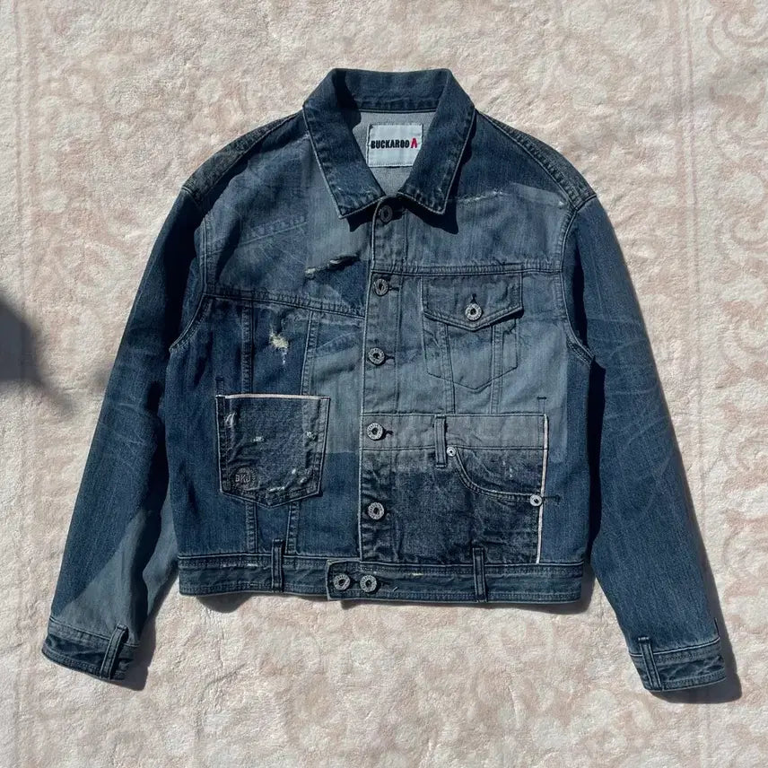 [BUNJANG] BUCKAROO Vintage Wash Distressed Denim Trucker Jacket / 버카루 빈티지 워싱 y2k 데님 트러커자켓