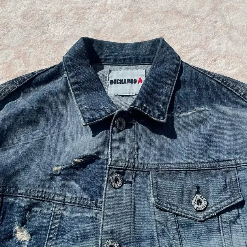 [BUNJANG] BUCKAROO Vintage Wash Distressed Denim Trucker Jacket / 버카루 빈티지 워싱 y2k 데님 트러커자켓