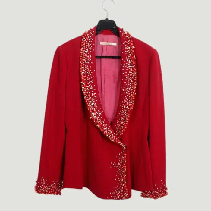 [BUNJANG] Youngse Kim Beaded Red Tone Suit Jacket / 여성~66 / 김영세 비즈장식 레드톤 정장자켓RD 26-101