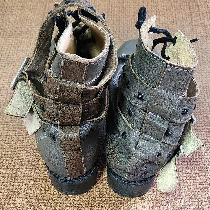 [BUNJANG] Studded Lace-up Ankle Boots / 스터드 장식 레이스업 워커 부츠