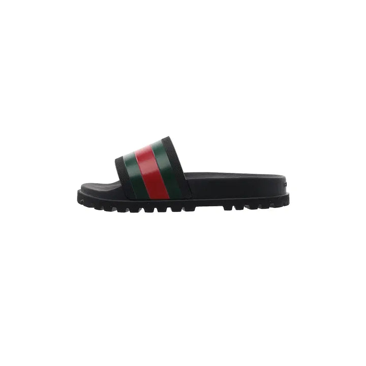[SOLD OUT] 구찌 웹 러버 슬라이드 샌들 블랙