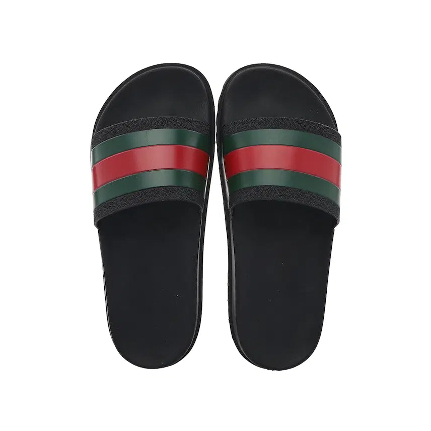[SOLD OUT] 구찌 웹 러버 슬라이드 샌들 블랙