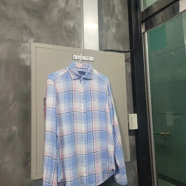 [BUNJANG] POLO Linen 100% Check Long Sleeve Shirt / POLO 폴로 린넨 100% 체크 긴팔 셔츠 M95-L100