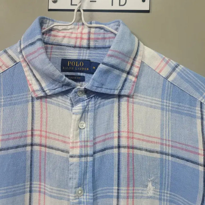 [BUNJANG] POLO Linen 100% Check Long Sleeve Shirt / POLO 폴로 린넨 100% 체크 긴팔 셔츠 M95-L100
