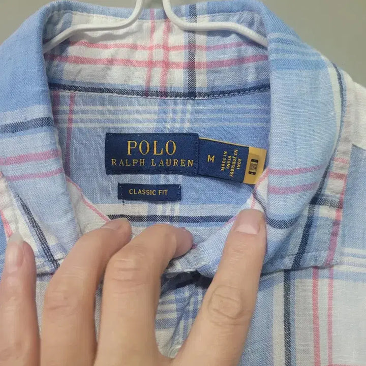 [BUNJANG] POLO Linen 100% Check Long Sleeve Shirt / POLO 폴로 린넨 100% 체크 긴팔 셔츠 M95-L100