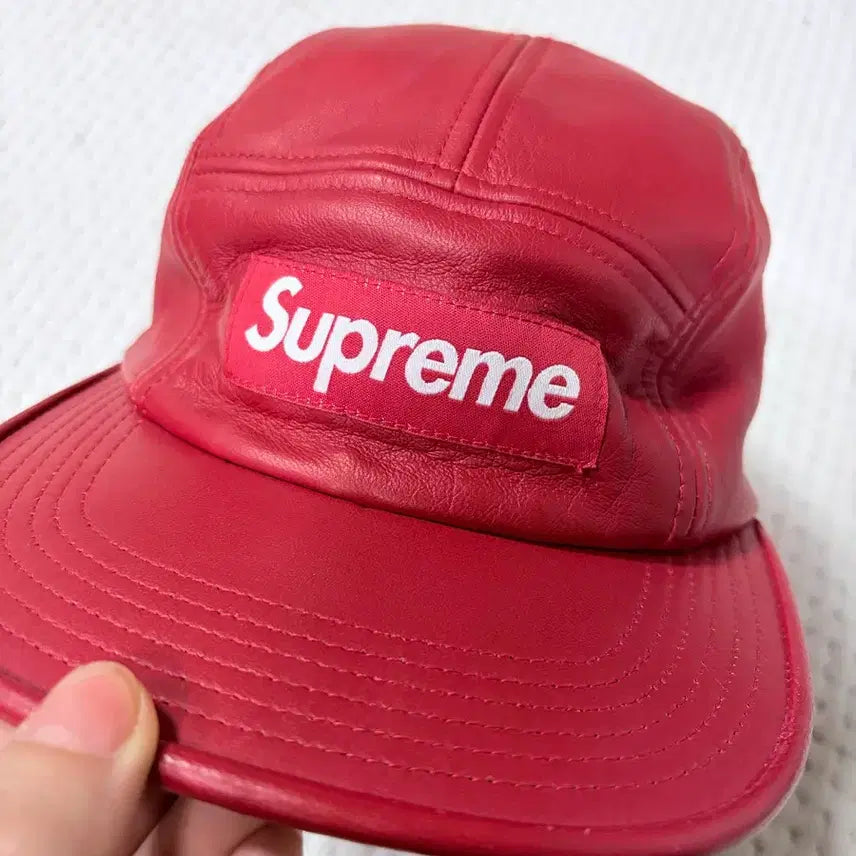 [BUNJANG] Supreme Leather Camp Cap Burgundy / 슈프림 가죽 캠프캡 버건디