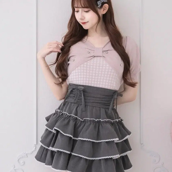 [BUNJANG] Pium Grey Skirt Jiregye Style / pium 피움 스커트 회색 양산형 지뢰계