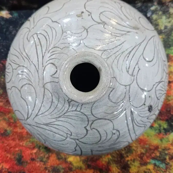 [BUNJANG] Joseon Dynasty Buncheong Ware Lotus Design Angyeong Bottle / 골동품조선분청사기연화문앵병