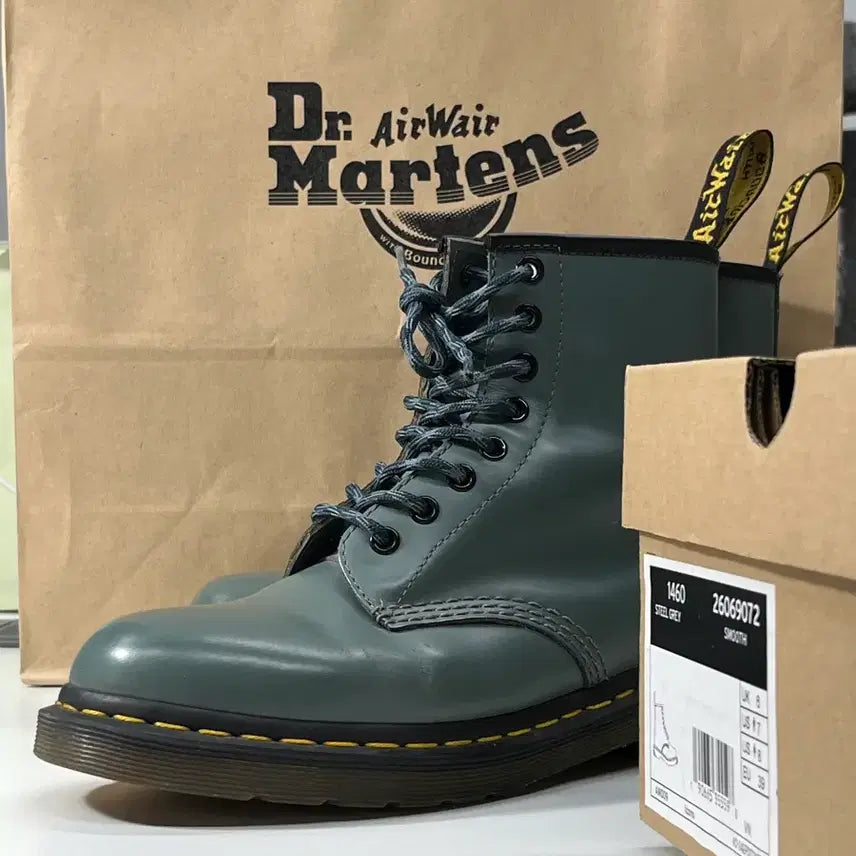 [BUNJANG] Dr. Martens 1460 Smooth Leather 8-Hole Steel Grey Boots (Discontinued) / 닥터마틴 1460 스무스 소가죽 8홀, 스틸 그레이 (절판된 상품)