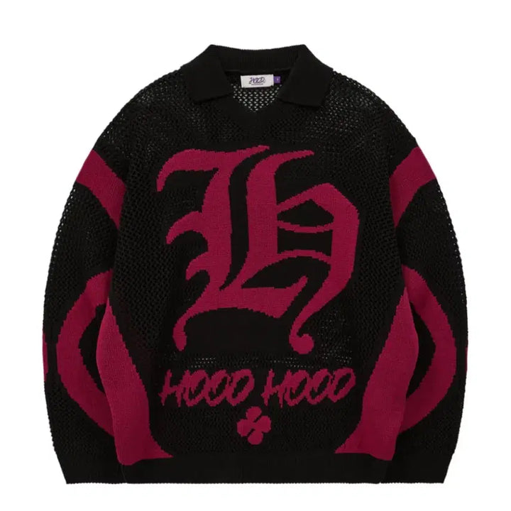[BUNJANG] H-Collar Scasi Knit Black / 후드후드 H카라 스카시 니트 블랙