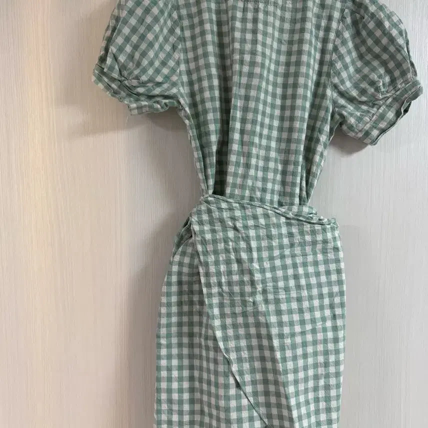 [BUNJANG] Mint Check Gingham Short Sleeve Dress / 민트 체크 깅엄 반팔 원피스