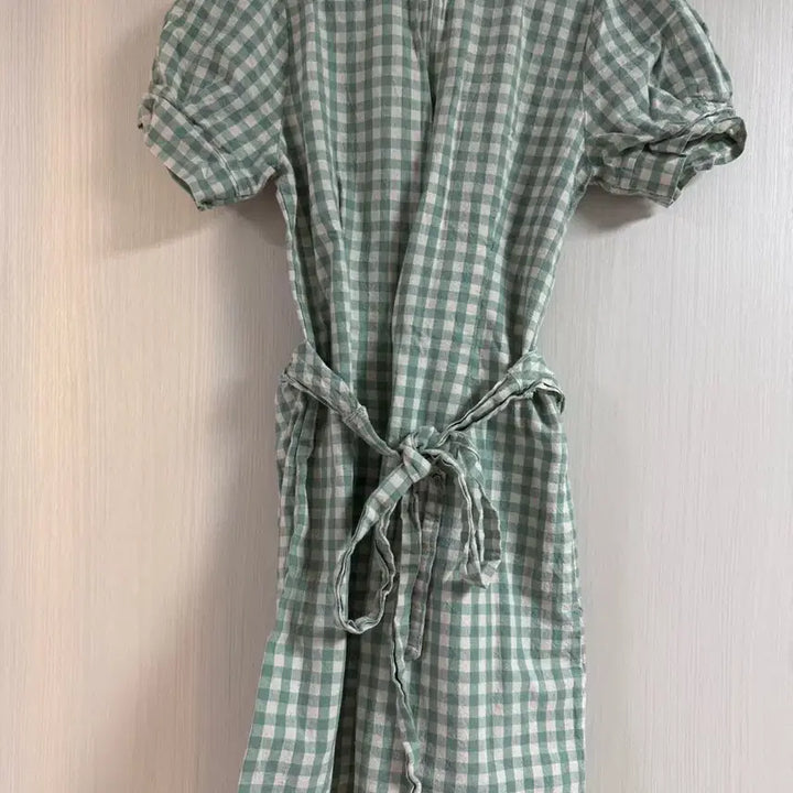 [BUNJANG] Mint Check Gingham Short Sleeve Dress / 민트 체크 깅엄 반팔 원피스