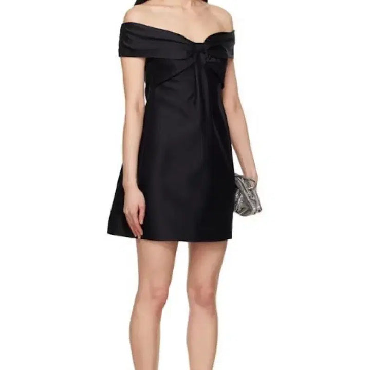 [BUNJANG] Shushutong Off-Shoulder Mini Dress Black / shushutong 오프 숄더 미니드레스 블랙 리본