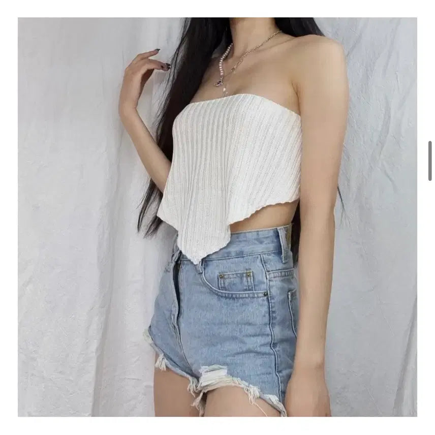 [BUNJANG] Yellow Triangle Knit Crop Top / 삼각탑 옐로우 니트 탱크탑 크롭탑