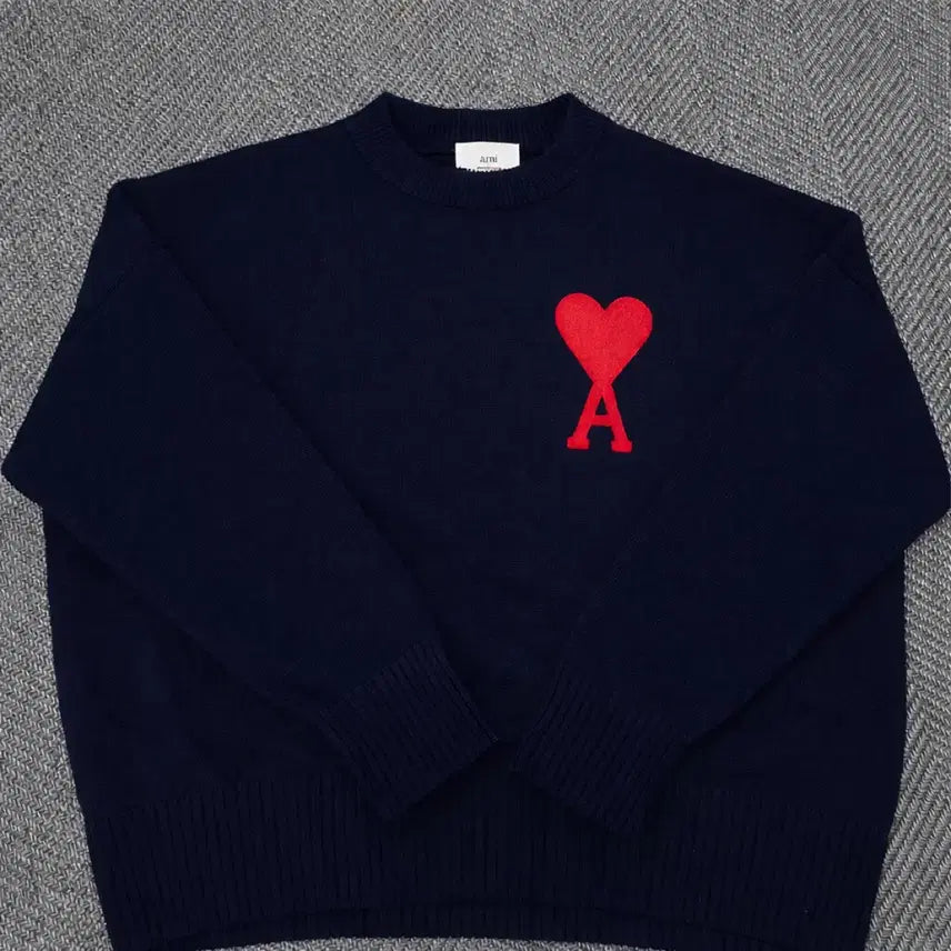 [BUNJANG] Ami Big Logo Knit Sweater - Navy - XL / 아미ami빅로고니트 XL 네이비