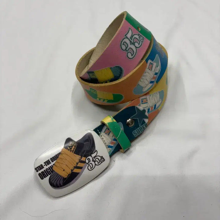 [BUNJANG] ROMANTTE 35th Shoes Graphic Vintage Leather Belt / 35th 슈즈 그래픽 빈티지 레더 벨트