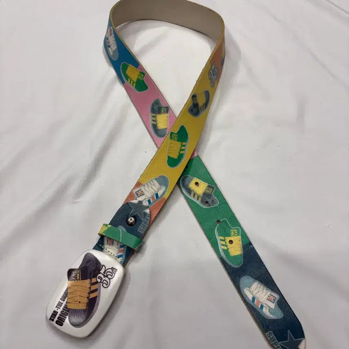 [BUNJANG] ROMANTTE 35th Shoes Graphic Vintage Leather Belt / 35th 슈즈 그래픽 빈티지 레더 벨트