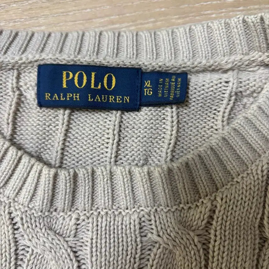 [BUNJANG] Polo Cotton Cable Knit Sweater / 폴로 코튼 케이블 니트 L