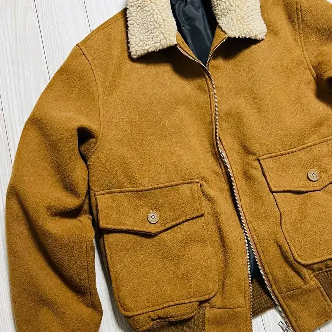 [BUNJANG] Small Birds Brown Bomber Jacket / 스몰버즈 털카라 브라운 봄버 자켓