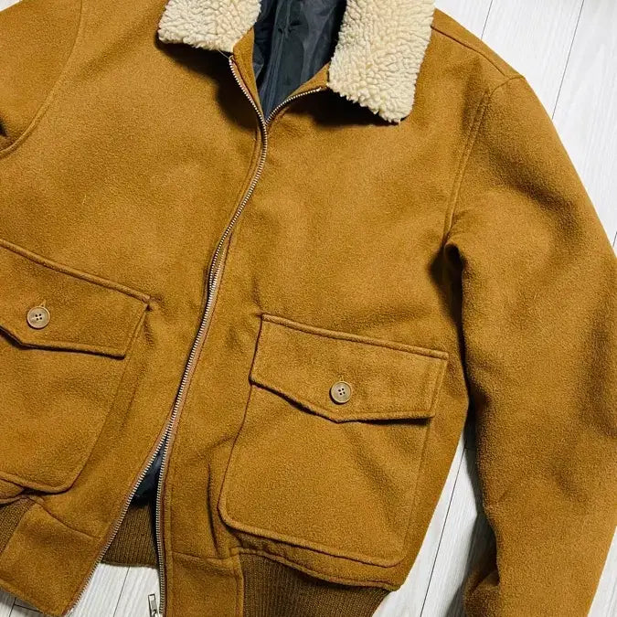 [BUNJANG] Small Birds Brown Bomber Jacket / 스몰버즈 털카라 브라운 봄버 자켓