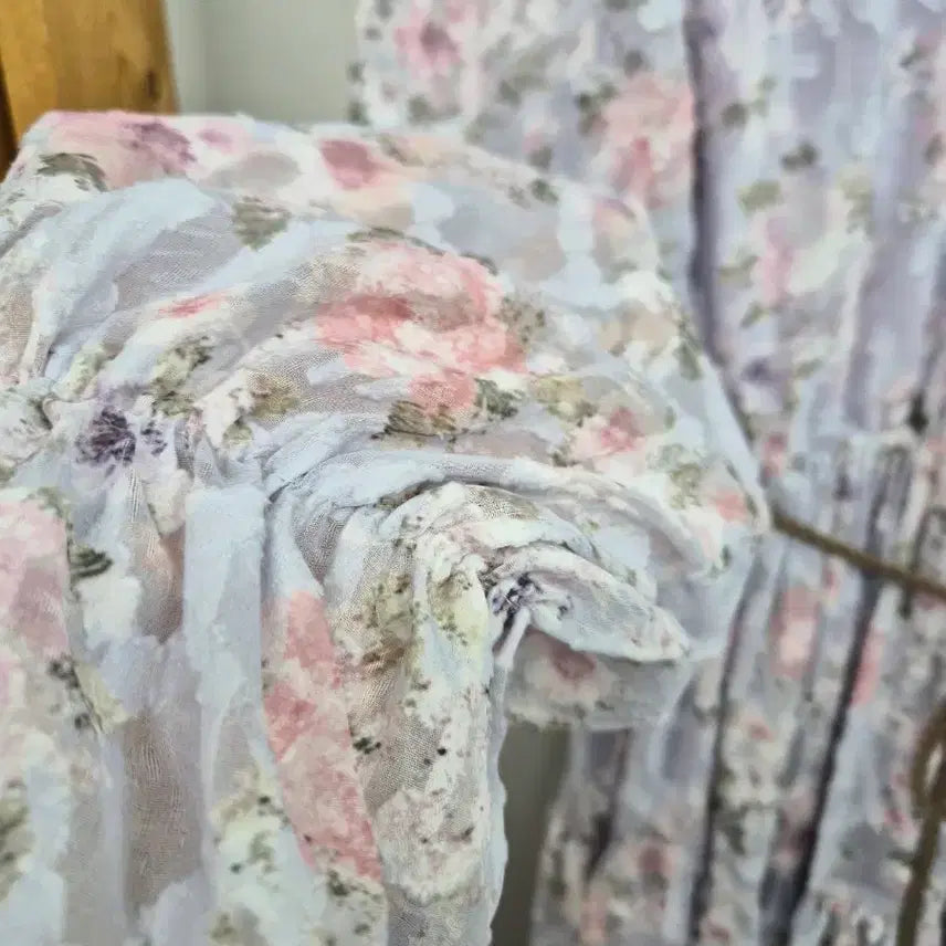 [BUNJANG] SJSJ Lavender Floral Chiffon Long Dress / SJSJ 라벤더 플로럴 쉬폰 롱 원피스