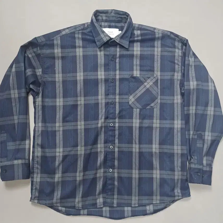 [BUNJANG] UrbanDress Austin Check Shirt Navy Oversized Fit / [프리] 어반드레스 어스틴 체크 셔츠 네이비 오버핏