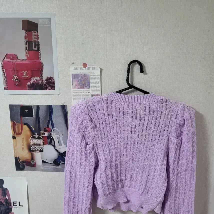 [BUNJANG] Lovely Twins Knit Cardigan Set Lilac / 러블리 트윈스 니트 가디건 세트 연보라