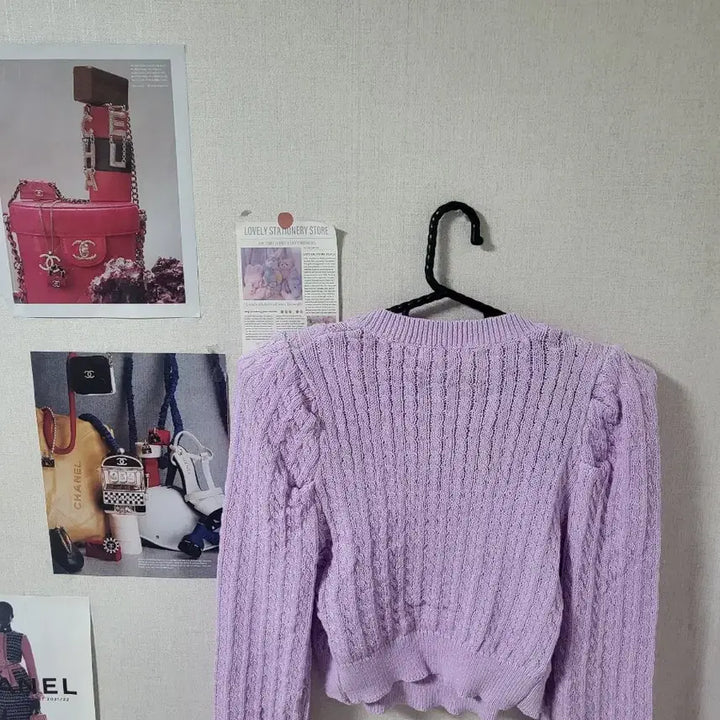 [BUNJANG] Lovely Twins Knit Cardigan Set Lilac / 러블리 트윈스 니트 가디건 세트 연보라