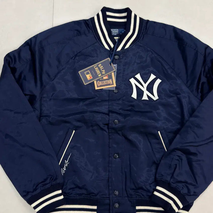 [BUNJANG] Polo Ralph Lauren Yankees Satin Jacket - Navy - L / 폴로 랄프로렌 양키스 새틴 자켓 / 네이비 / L